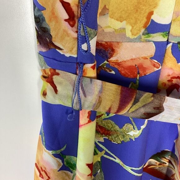 Adrianna Papell Printed Stretch Crepe Halter Dress High-Low Hem Size S - Picture 13 of 16